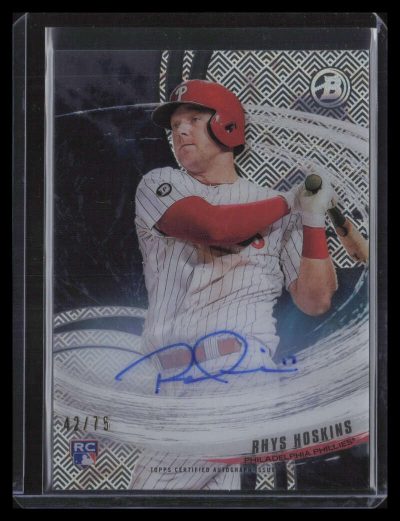 2018 Bowman High Tek Tides of Youth Autographs Rhys Hoskins Rookie Auto 42/75