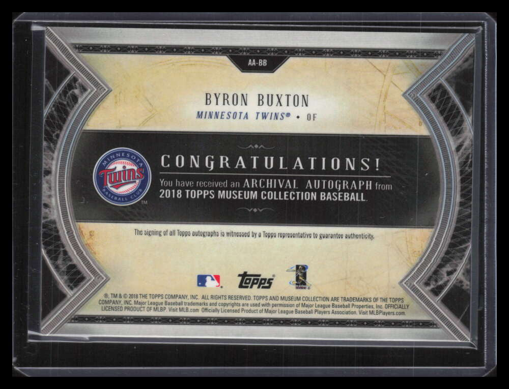 2018 Topps Museum Archival Autographs Copper AABB Byron Buxton Auto 12/50