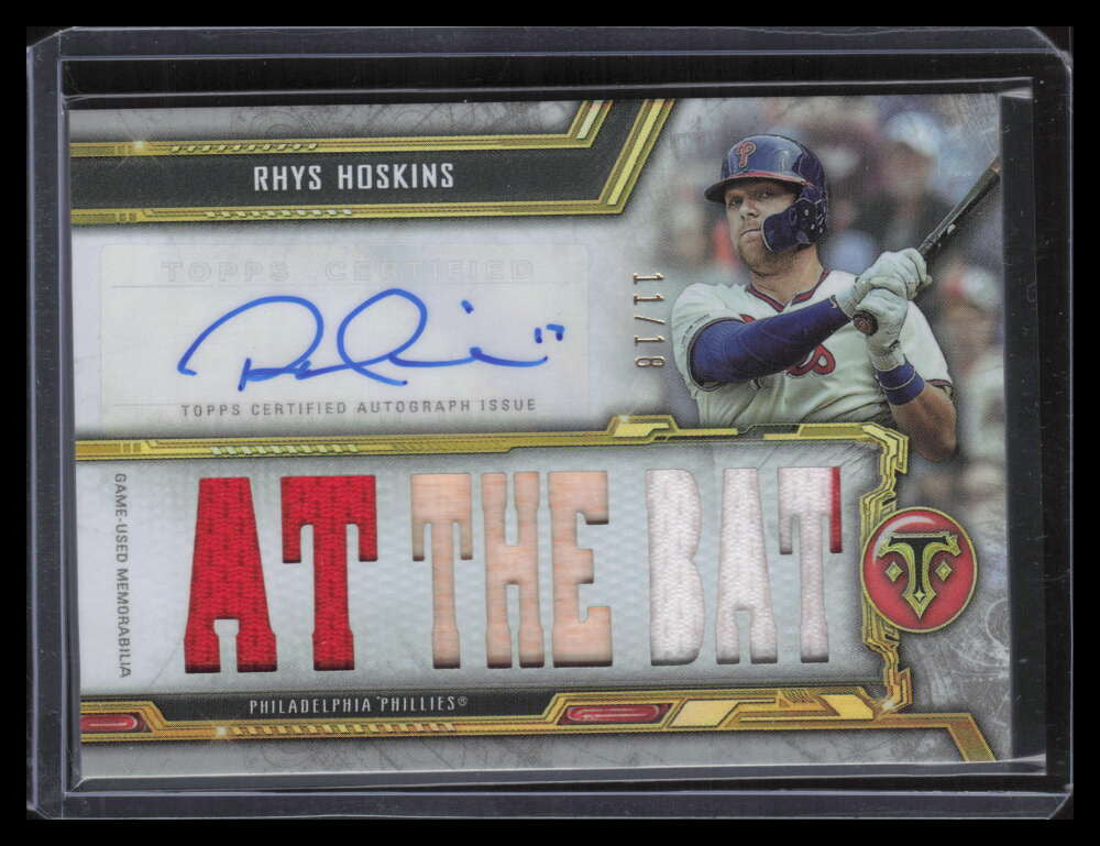 2020 Topps Triple Threads Autograph ttarrh1 Rhys Hoskins Bat Jersey Auto 11/18