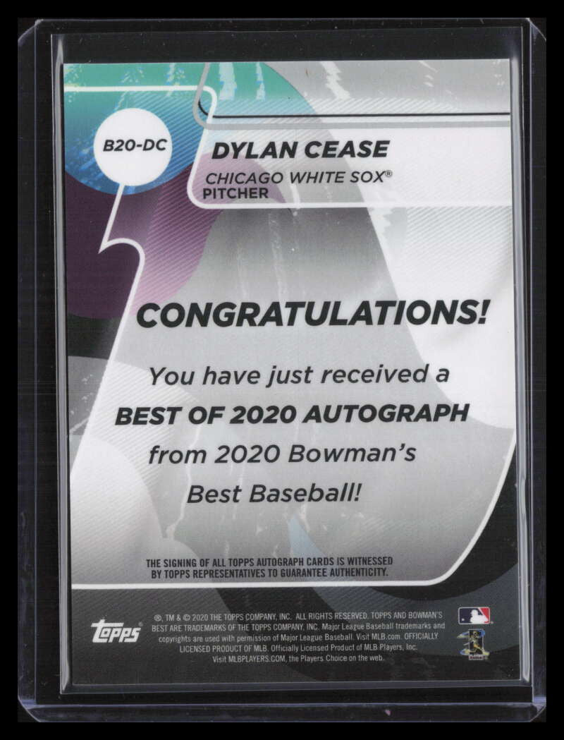 2020 Bowman's Best '20 Autographs Blue Refractor Dylan Cease Rookie Auto 137/150