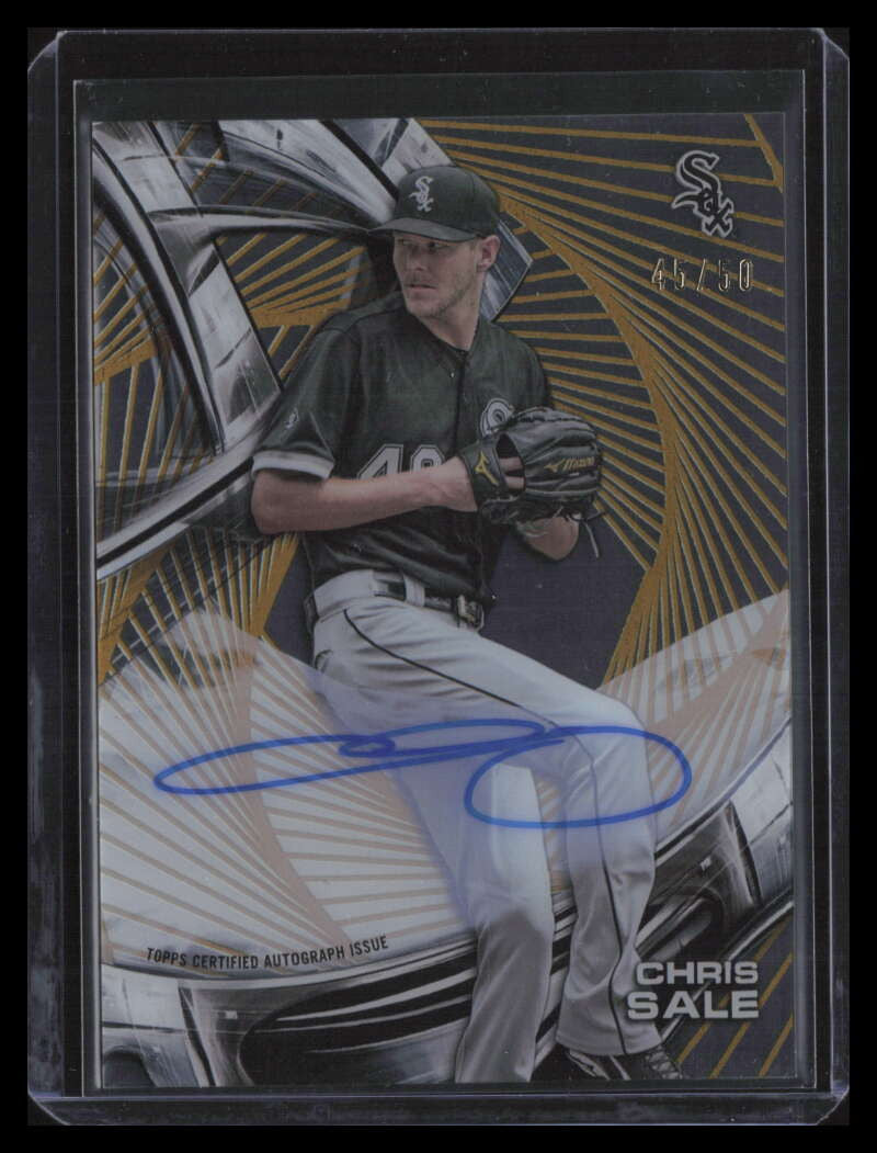 SOLD 123837 2016 Topps High Tek Autographs Gold Rainbow HTCSA Chris Sale Auto 45/50