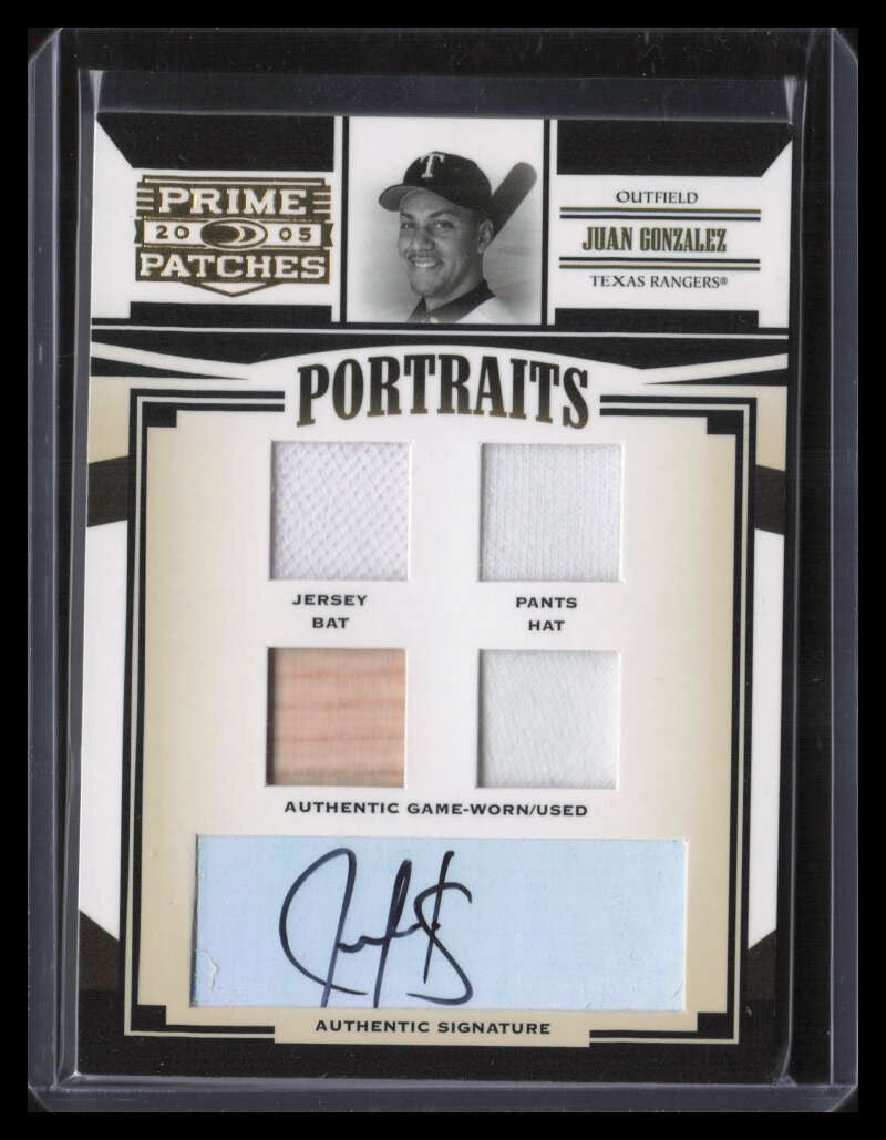 2005 Prime Patches Portraits 70 Juan Gonzalez Quad Bat Pants Hat Jersey 24/125