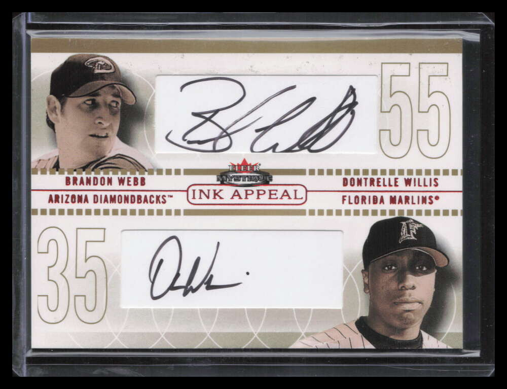 2003 Fleer Mystique Ink Appeal Gold Brandon Webb Dontrelle Willis Dual Auto 3/5