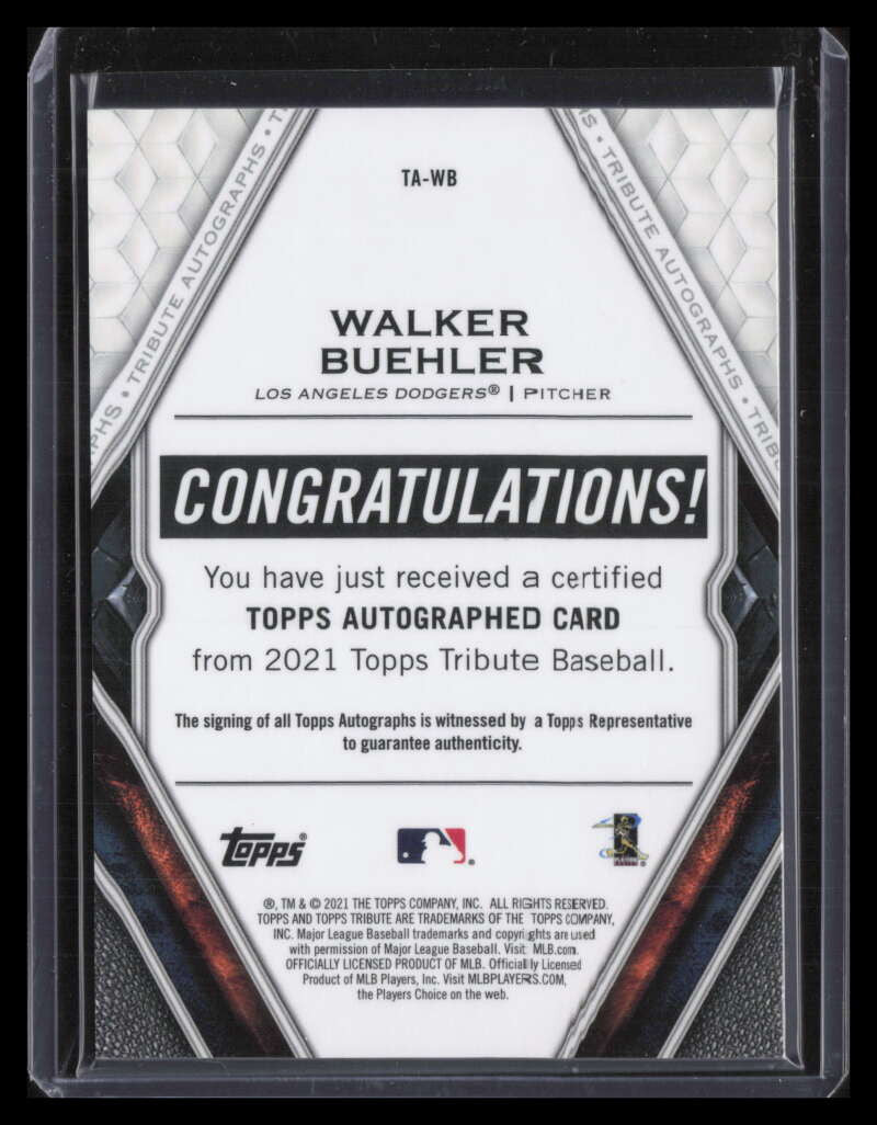 DELETE 123874 2021 Topps Tribute Autographs Blue TAWB Walker Buehler Auto 121/150