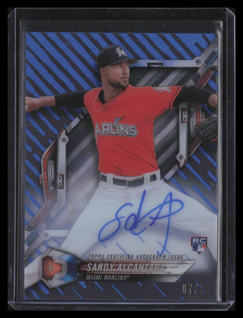 2018 Topps High Tek Autographs Blue HTSA Sandy Alcantara Rookie Auto 7/75