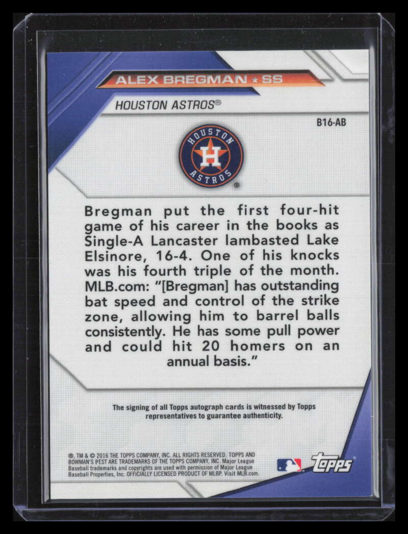 2016 Bowman's Best Best of '16 Autographs b16ab Alex Bregman Rookie Auto