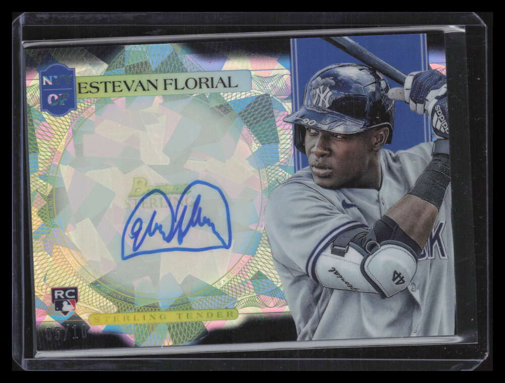 DELETE 123909 2021 Bowman Sterling Tender Black Atomic Refractor Estevan Florial RC Auto 5/10
