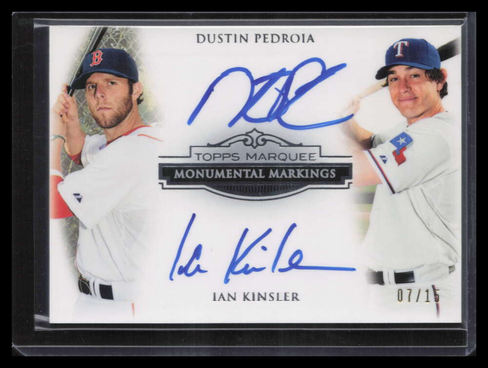 SOLD 123945 2011 Topps Marquee Monumental Markings Autographs Kinsler Pedroia Dual Auto 7/15