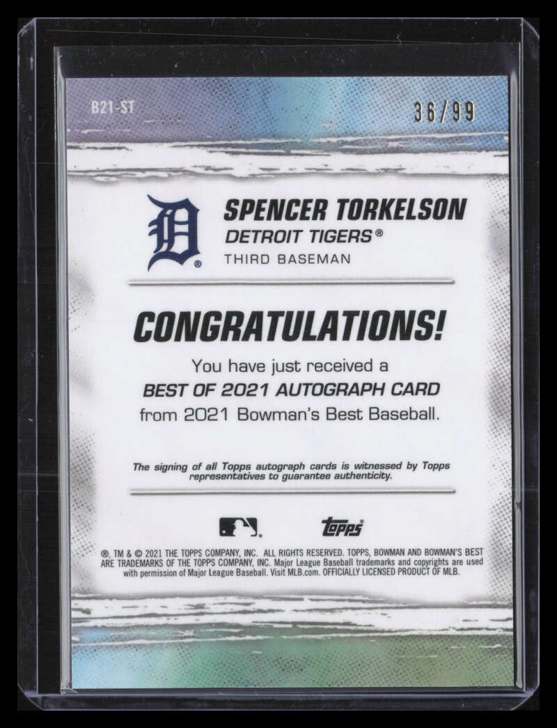 2021 Bowman's Best Autographs Green Refractor Spencer Torkelson RC Auto 36/99
