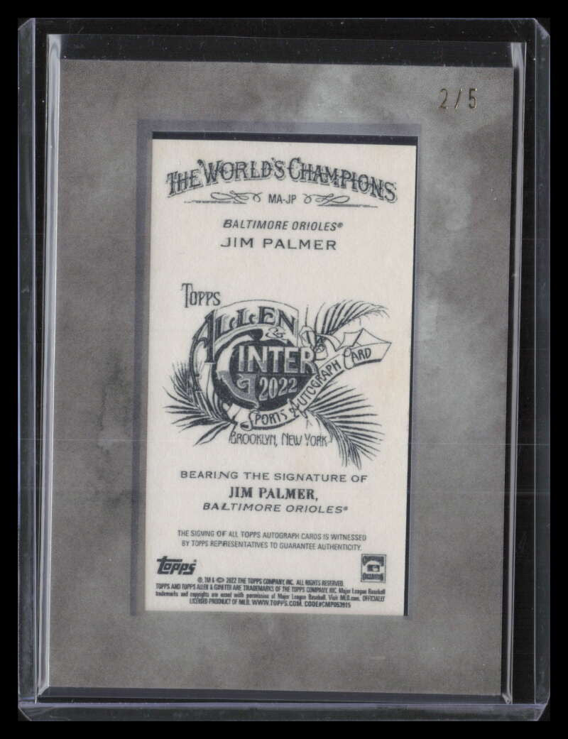2022 Topps Allen &amp; Ginter X Framed Mini Autographs Gold Ink Jim Palmer Auto 2/5