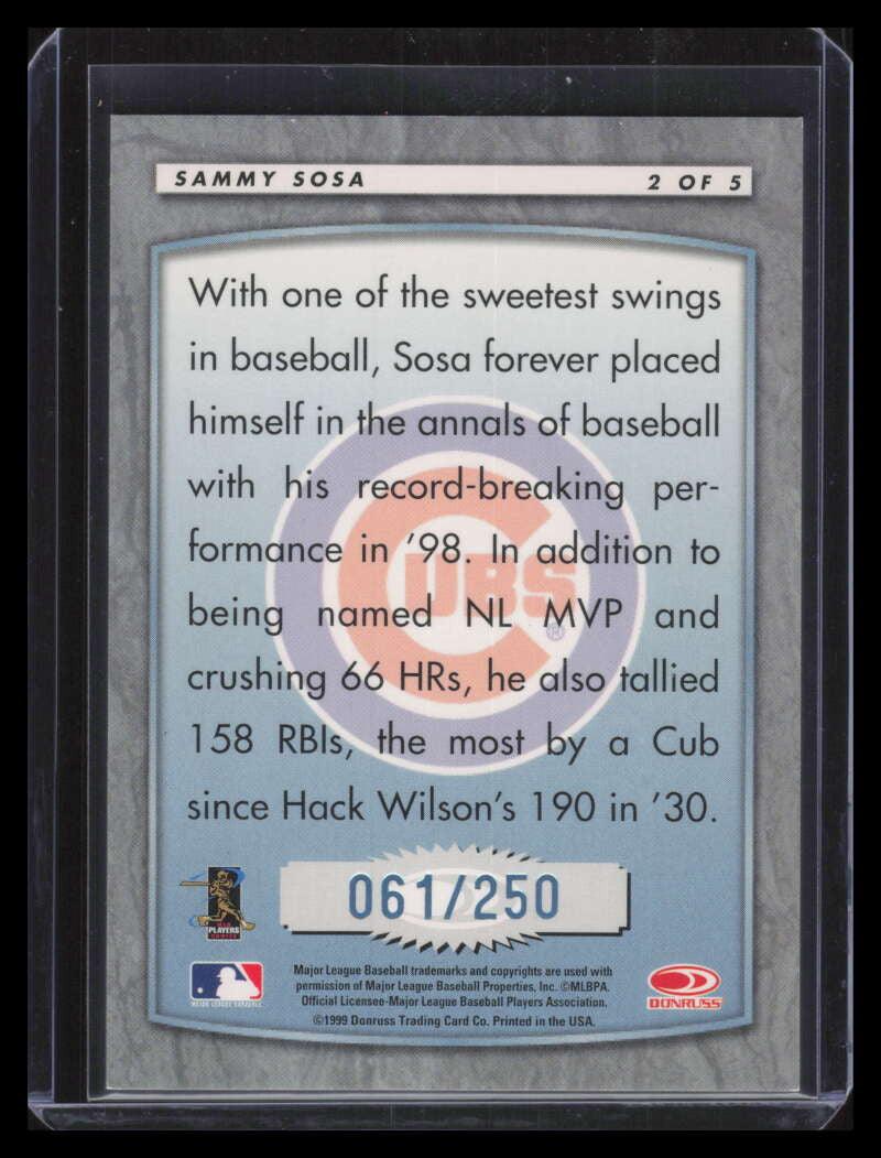 2001 Donruss 1999 Retro Diamond Kings Studio Series 2 Sammy Sosa 61/250