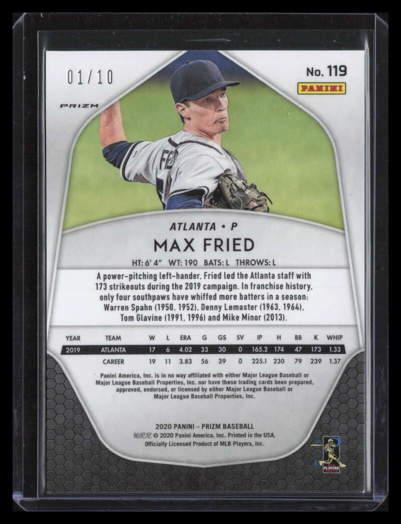 2020 Panini Prizm Prizms Gold Donut Circles Refractor 119 Max Fried 1/10