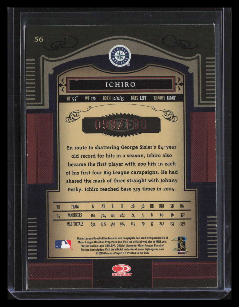 2005 Timeless Treasures Bronze 56 Ichiro Suzuki 99/100