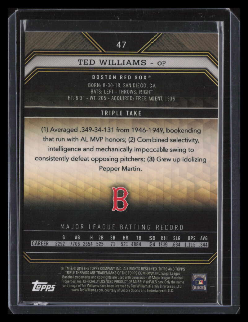 2016 Topps Triple Threads Sapphire 47 Ted Williams 23/25