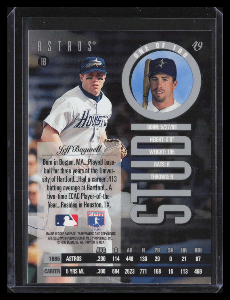 1996 Studio Silver Press Proofs 49 Jeff Bagwell /100
