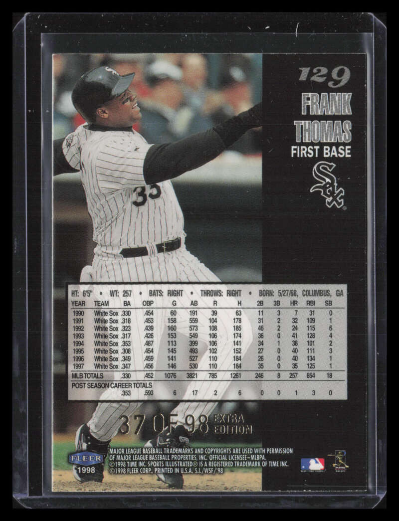 1998 Sports Illustrated World Series Fever Extra Edition 129 Frank Thomas 37/98