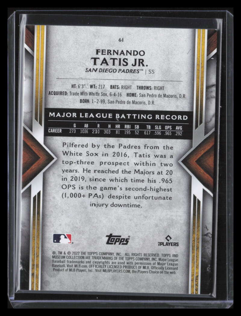 2022 Topps Museum Collection Emerald 61 Fernando Tatis Jr. 1/1