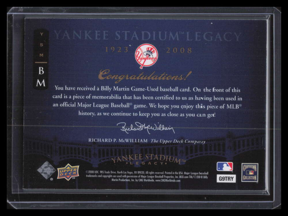 2008 Upper Deck Yankee Stadium Legacy Collection Memorabilia Billy Martin Jersey