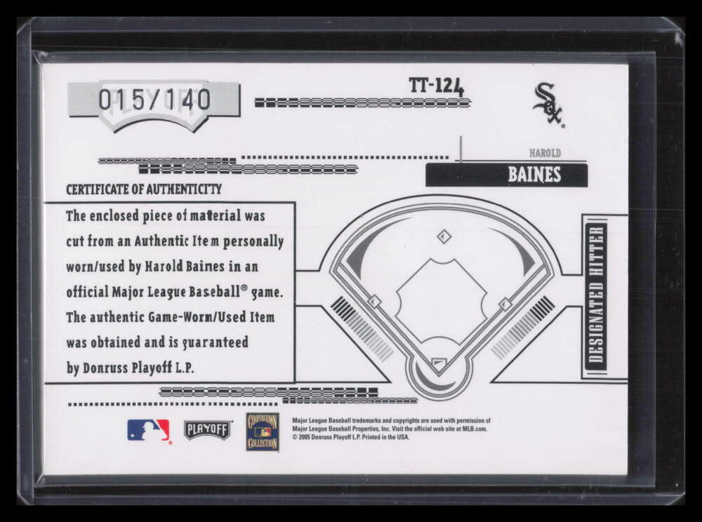 2005 Absolute Tools of the Trade Swatch 124 Harold Baines Jumbo Jersey 15/140