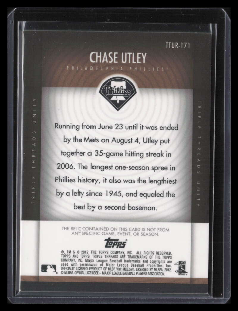 2012 Topps Triple Threads Unity Relics Gold ur171 Chase Utley Jersey 2/9