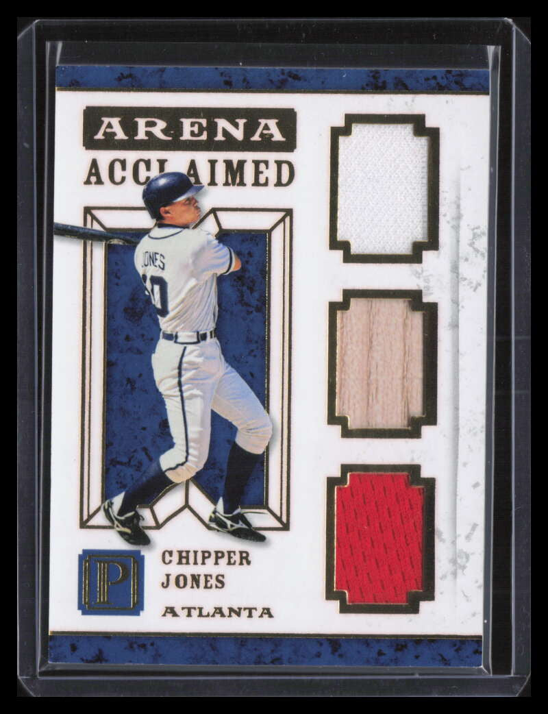 SOLD 124367 2016 Panini Pantheon Arena Acclaimed Gold Chipper Jones Triple Bat Jersey 2/25