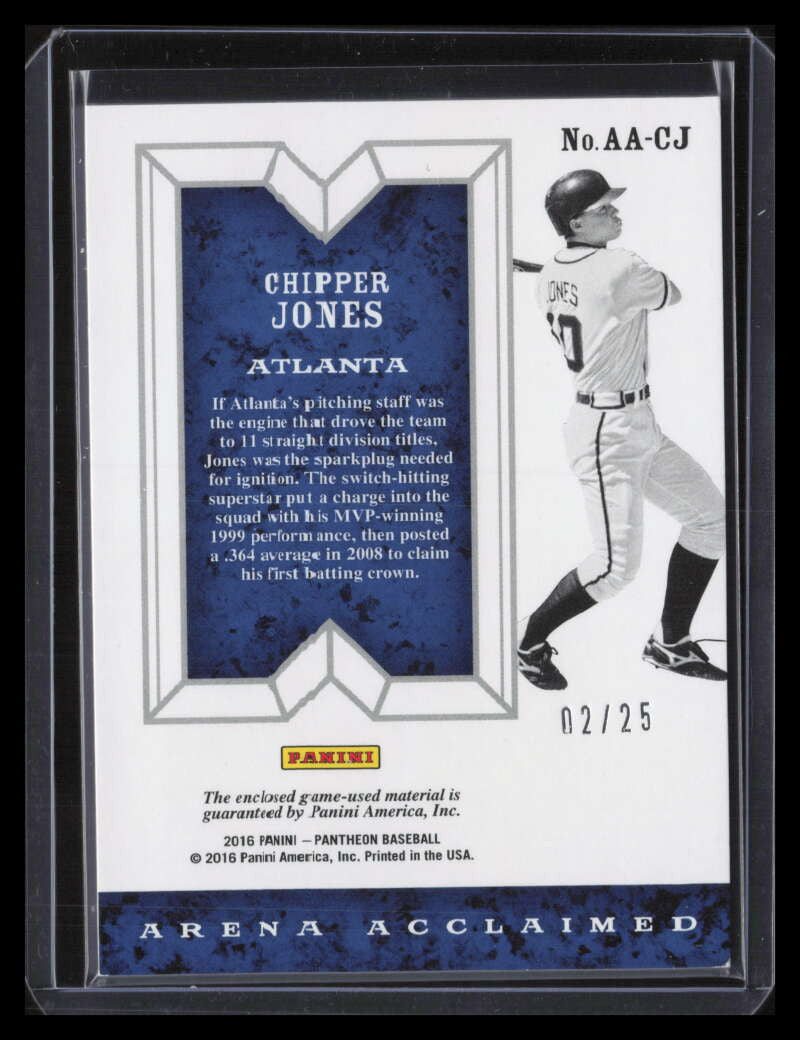 SOLD 124367 2016 Panini Pantheon Arena Acclaimed Gold Chipper Jones Triple Bat Jersey 2/25