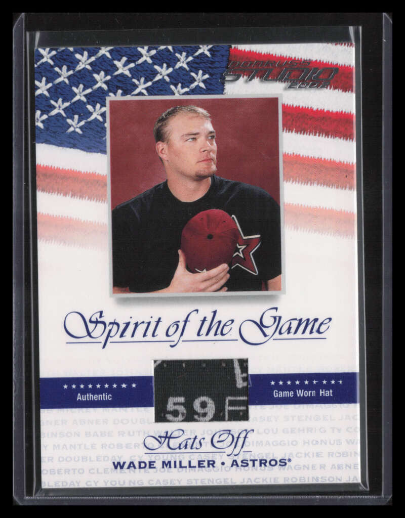 2002 Studio Spirit of Game Hats Off Wade Miller New Era Logo Hat Patch 89/100
