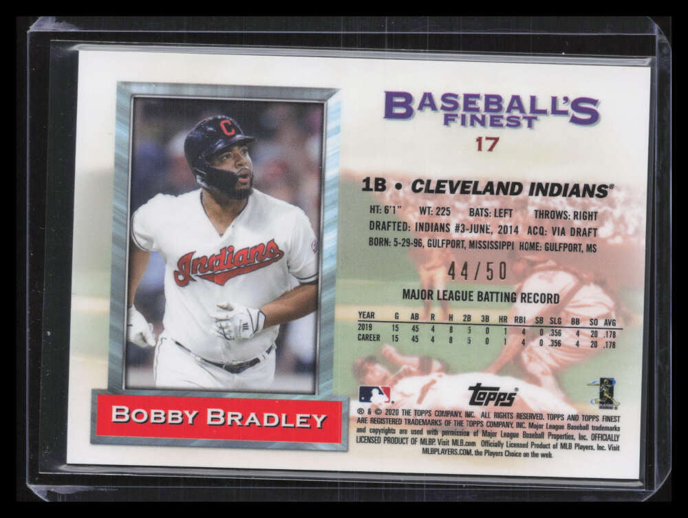 SOLD 124437 2020 Finest Flashbacks Gold Refractor 17 Bobby Bradley Rookie 44/50
