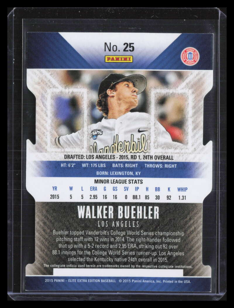 DELETE 124440 2015 Elite Extra Edition Status Blue Die Cut 25 Walker Buehler Rookie 16/100