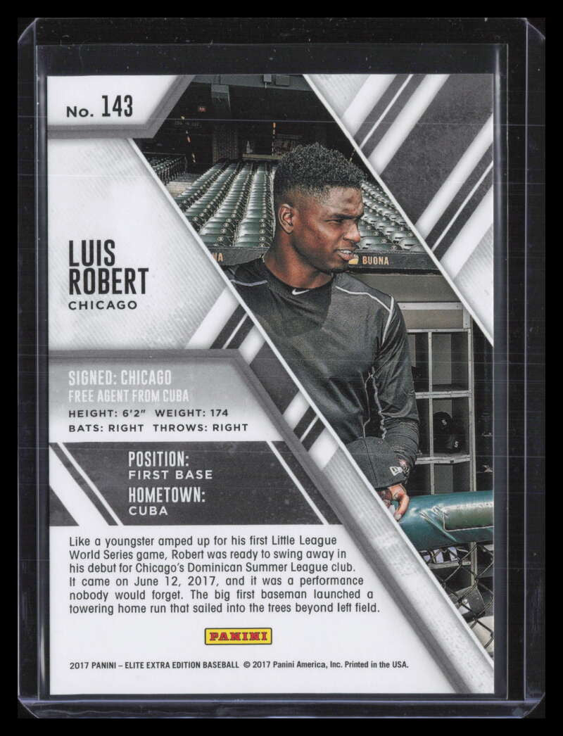 DELETE 124450 2017 Elite Extra Edition Aspirations Red 143 Luis Robert Rookie 6/150