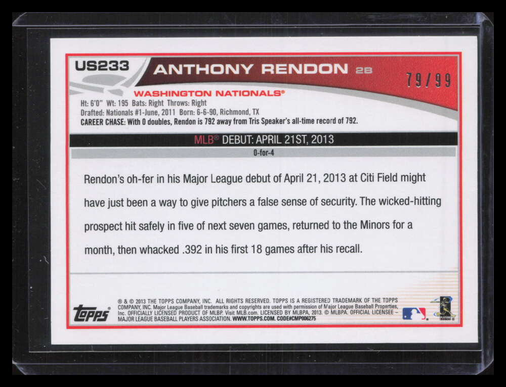 DELETE 124465 2013 Topps Update Camo us233 Anthony Rendon RD Rookie Debut 79/99