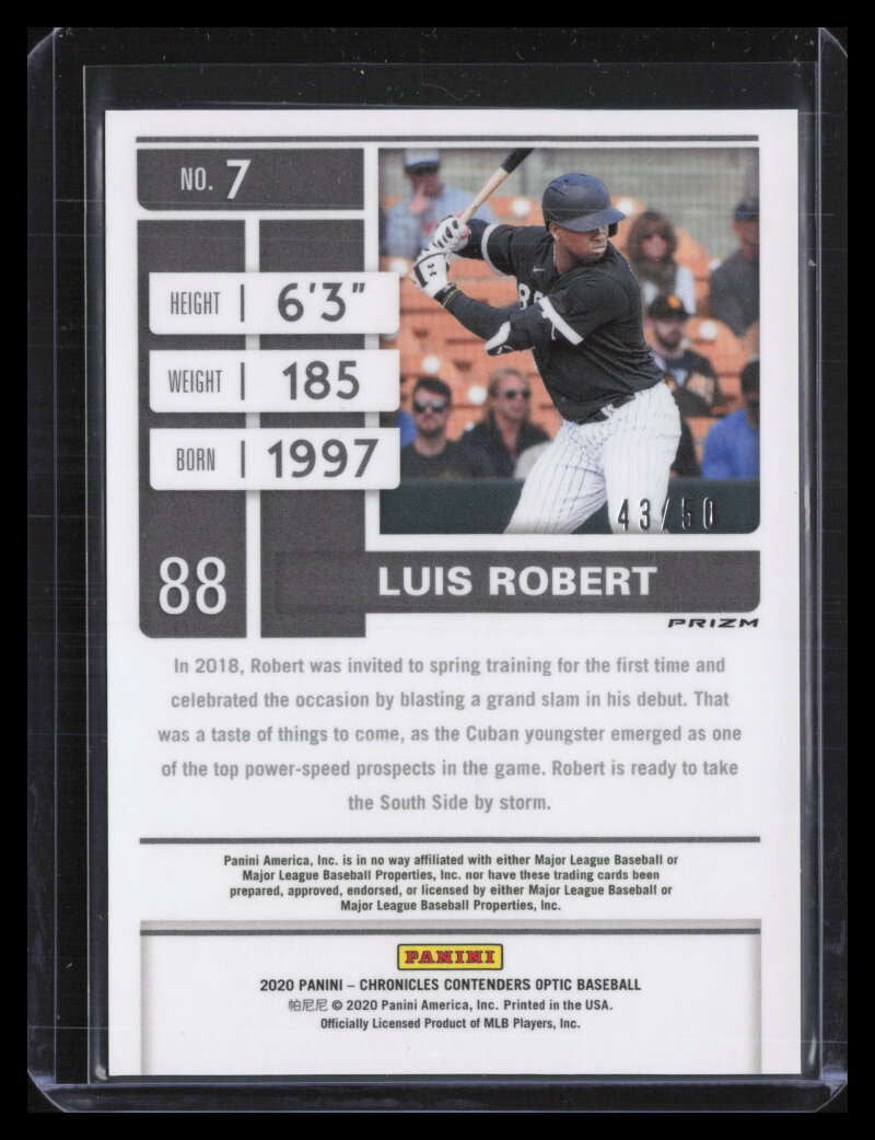DELETE 124468 2020 Panini Contenders Optic Green 7 Luis Robert Rookie 43/50