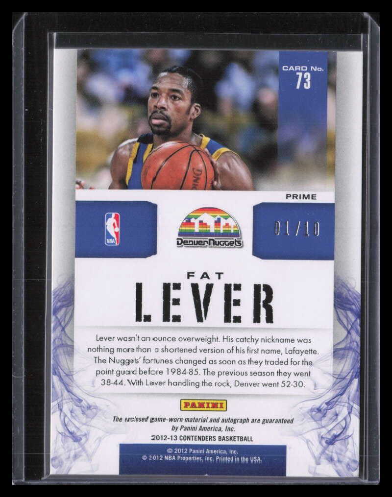 2012-13 Panini Contenders Substantial Signatures Prime Fat Lever Patch Auto 1/10
