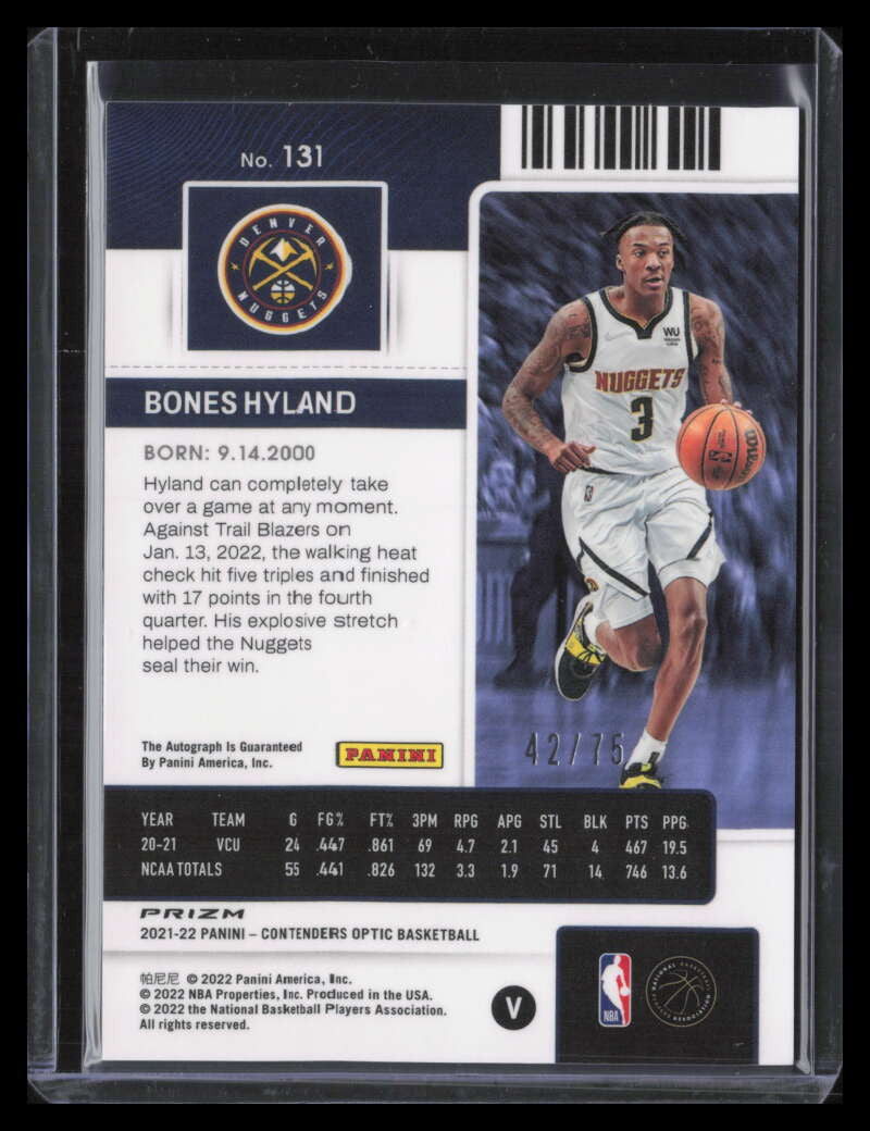 DELETE 124596 2021-22 Panini Contenders Optic Variation Red 131 Bones Hyland Rookie Auto 42/75
