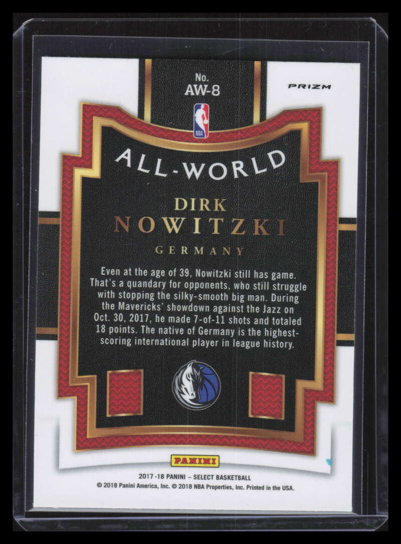 2017-18 Select All World Prizms Silver Refractor 8 Dirk Nowitzki
