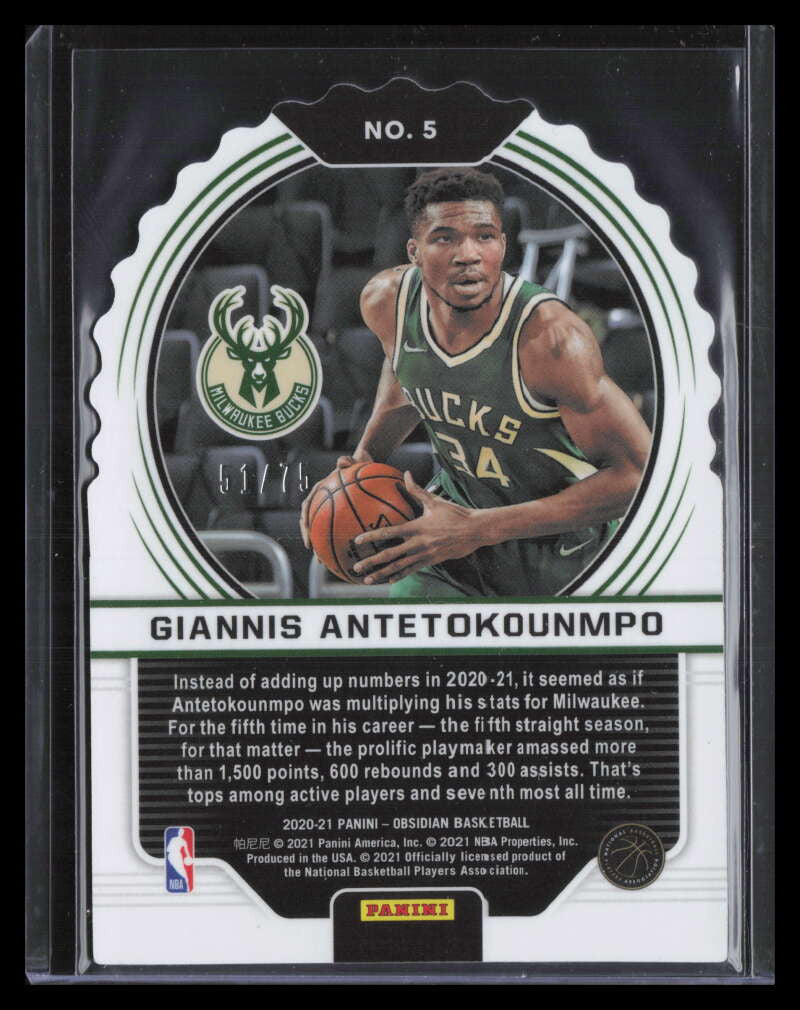 DELETE 124625 2020-21 Panini Obsidian Supernova 5 Giannis Antetokounmpo 51/75