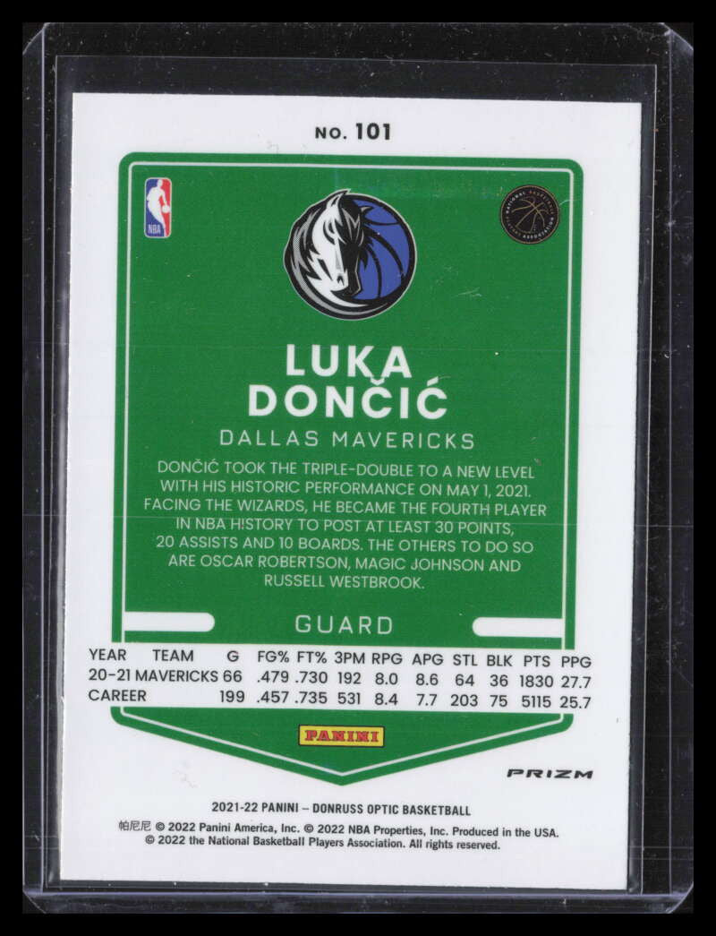 DELETE 124627 2021-22 Donruss Optic Blue Pulsar Refractor 101 Luka Doncic