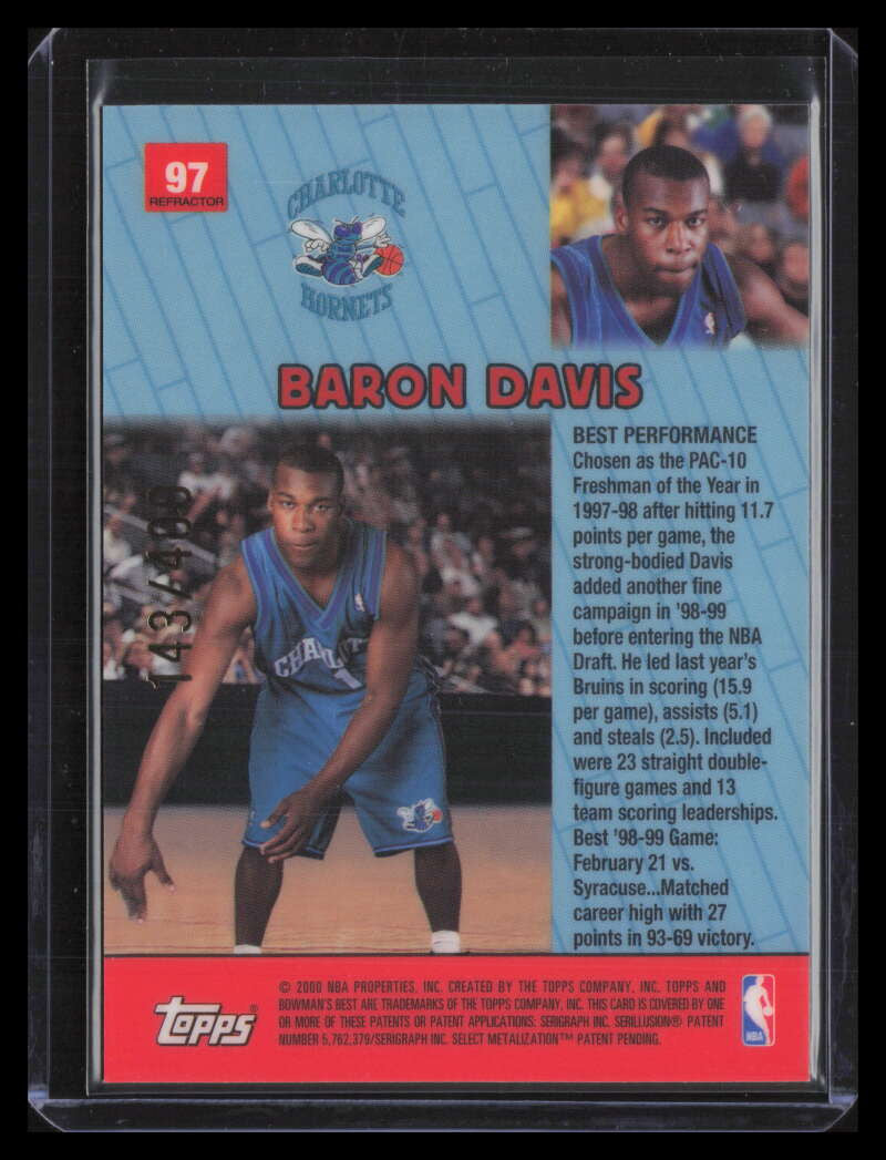 1999-00 Bowman's Best Refractor 97 Baron Davis BP Rookie 143/400 Best Performers