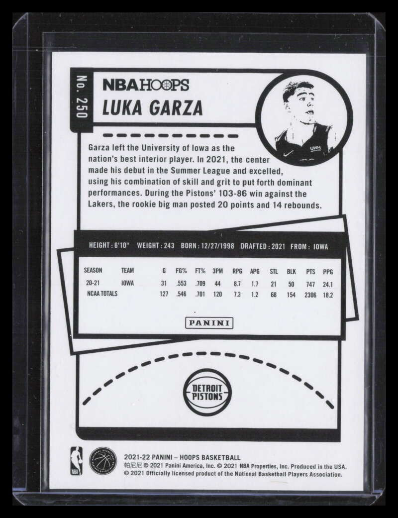 DELETE 124655 2021-22 Hoops Orange Explosion 250 Luka Garza Rookie 18/25