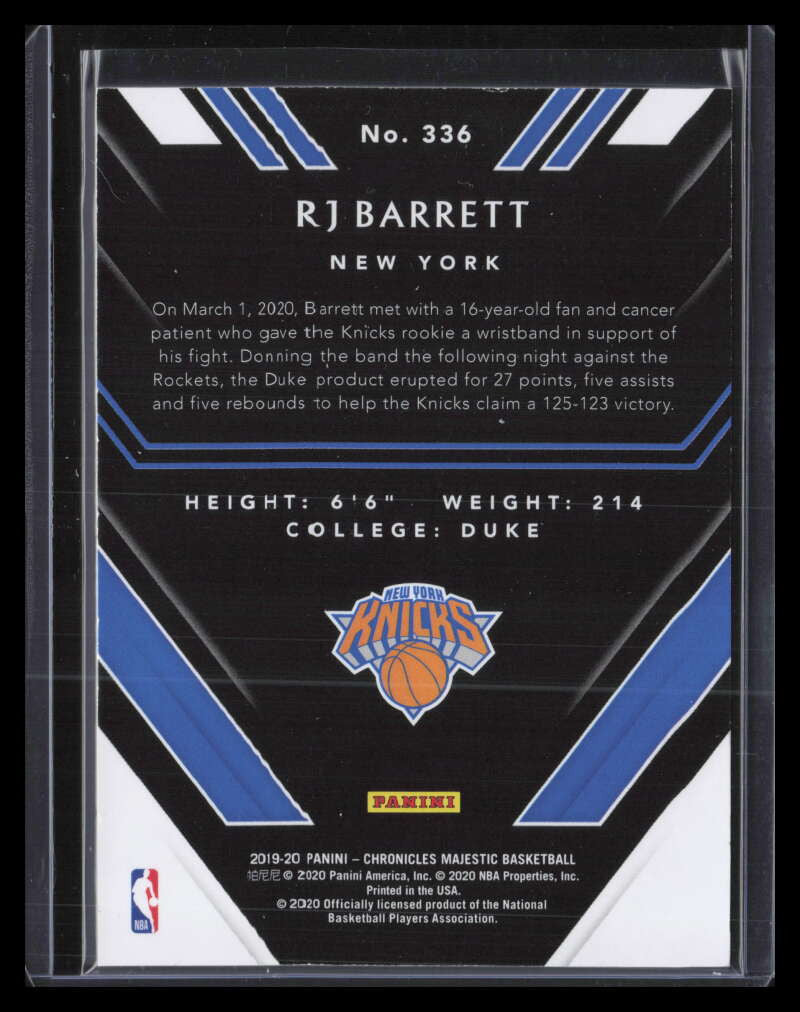 DELETE 124671 2019-20 Panini Chronicles Gold 336 RJ Barrett Majestic Rookie 7/10