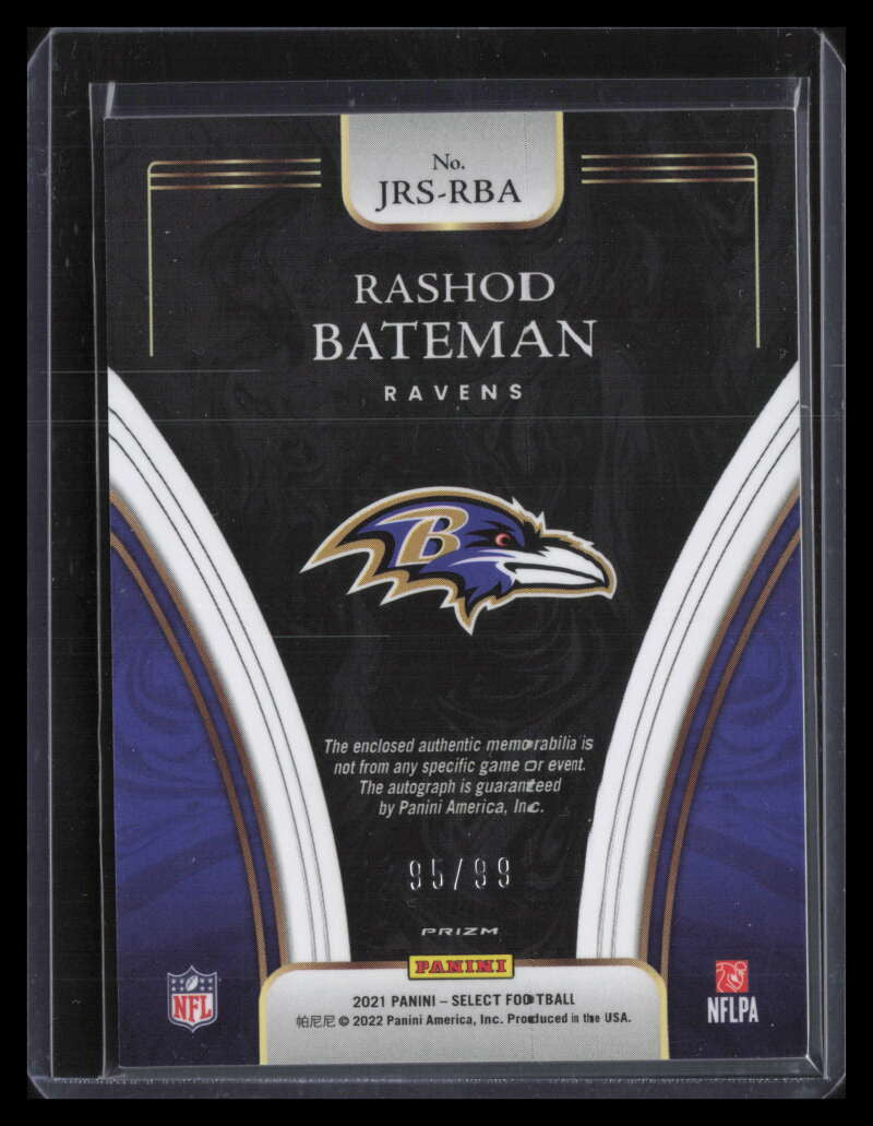 2021 Select Jumbo Signature Swatches 15 Rashod Bateman Rookie Jersey Auto 95/99
