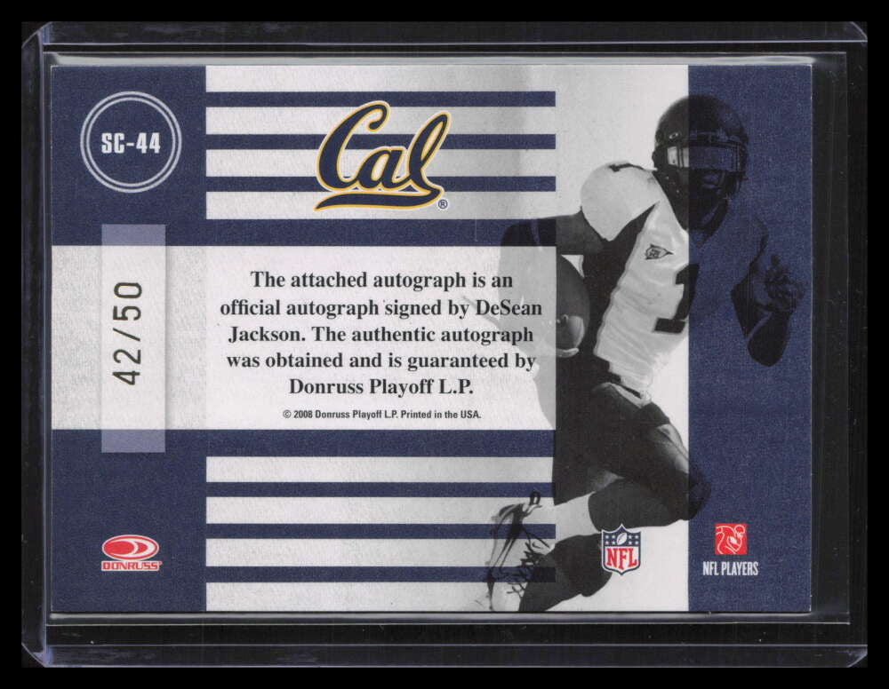 2008 Donruss Classics School Colors Autographs DeSean Jackson Rookie Auto 42/50