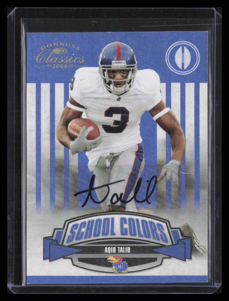 2008 Donruss Classics School Colors Autographs 40 Aqib Talib Rookie Auto 19/50