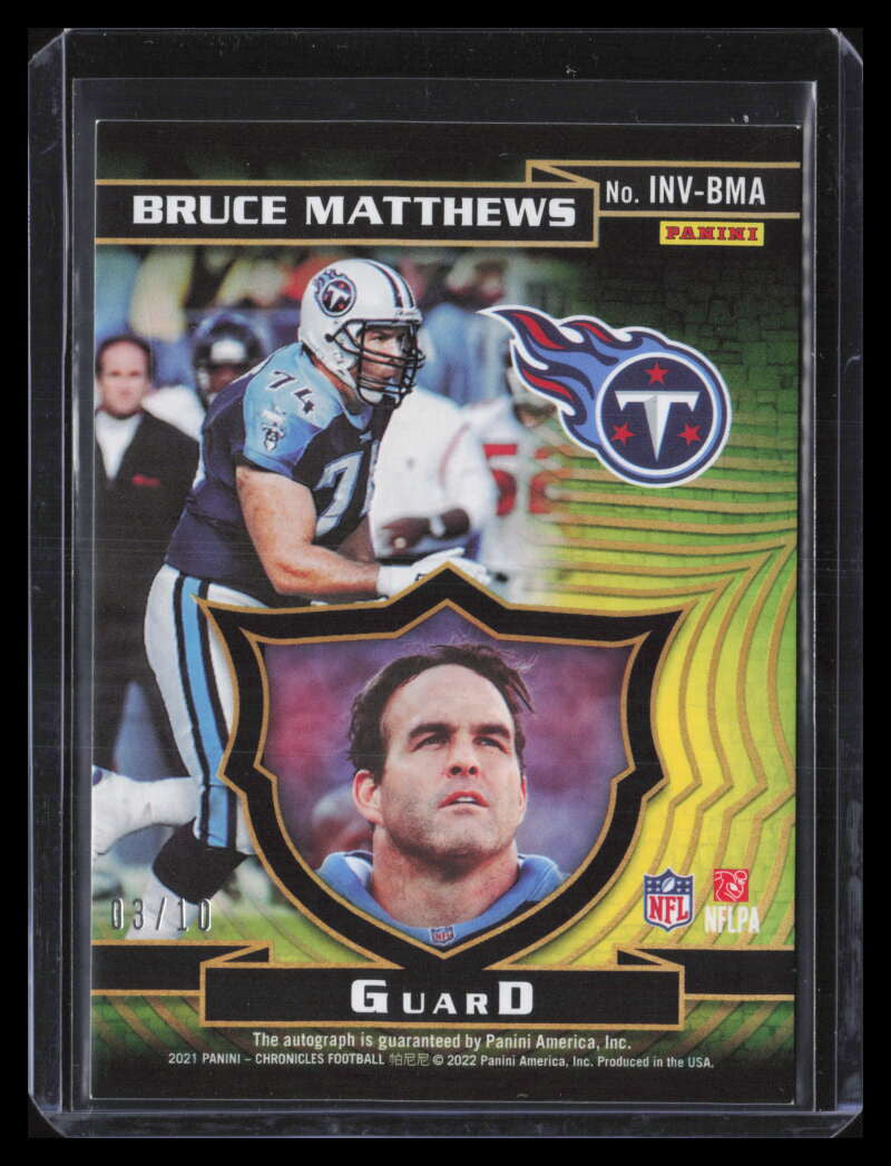 2021 Panini Chronicles Invincible Autographs Gold 2 Bruce Matthews Auto 3/10