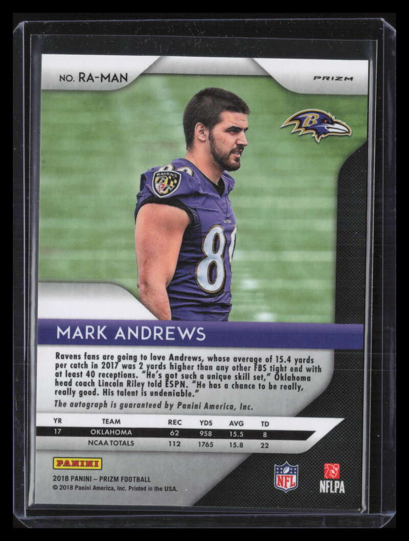 2018 Panini Prizm Rookie Autographs Prizms Silver 83 Mark Andrews Rookie Auto