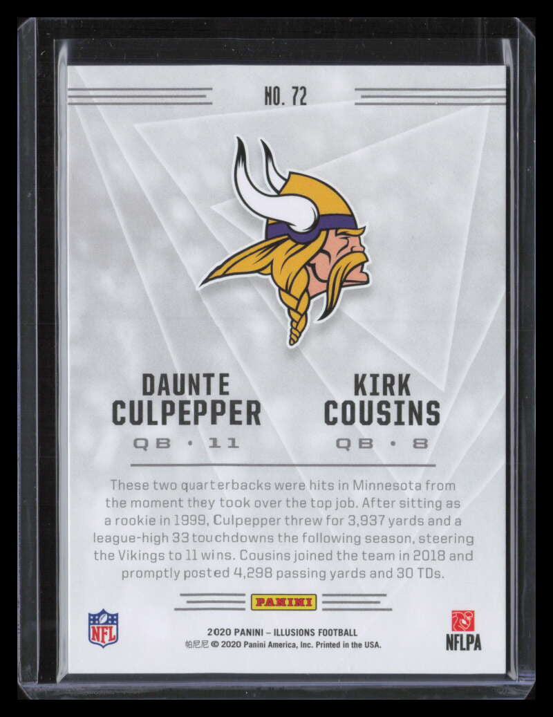 2020 Panini Illusions Trophy Collection Wild Card 72 Culpepper Kirk Cousins 8/12
