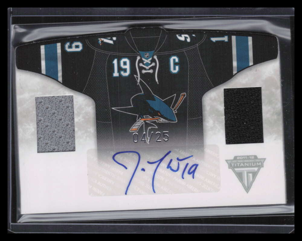SOLD 124929 2011-12 Titanium Third Sweaters Autographs 5 Joe Thornton Dual Jersey Auto 4/25