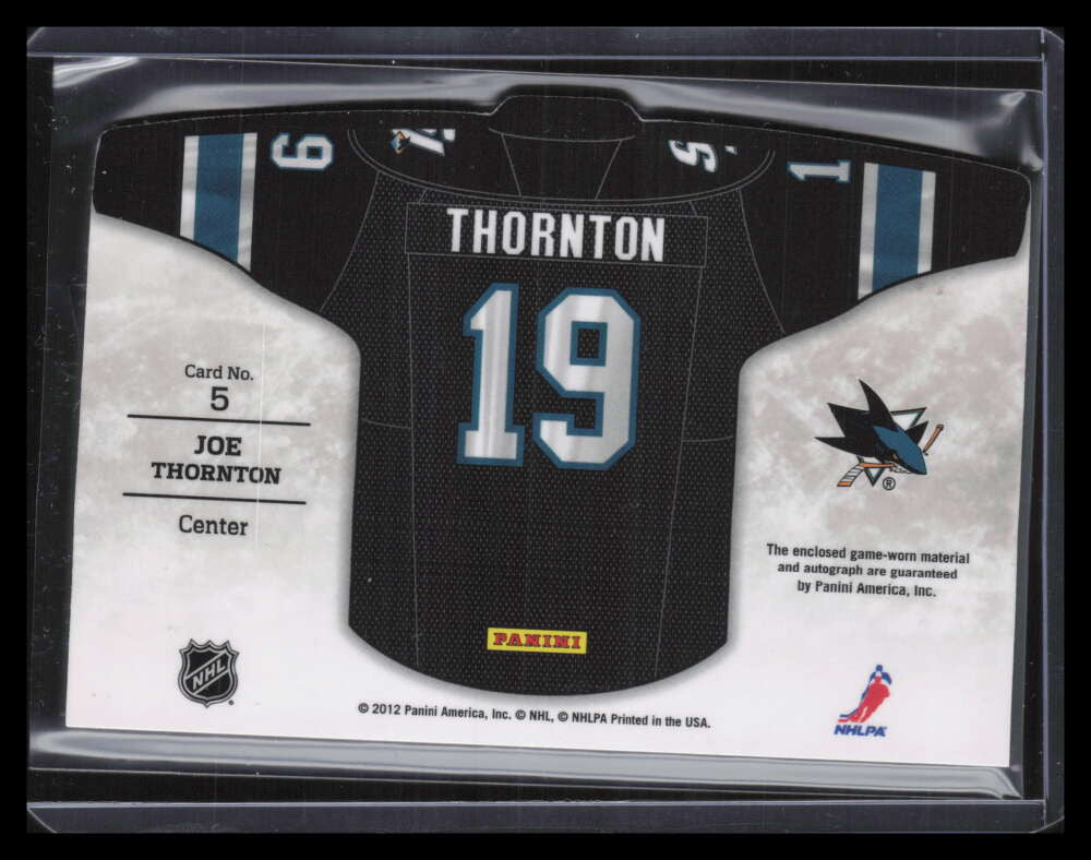 SOLD 124929 2011-12 Titanium Third Sweaters Autographs 5 Joe Thornton Dual Jersey Auto 4/25