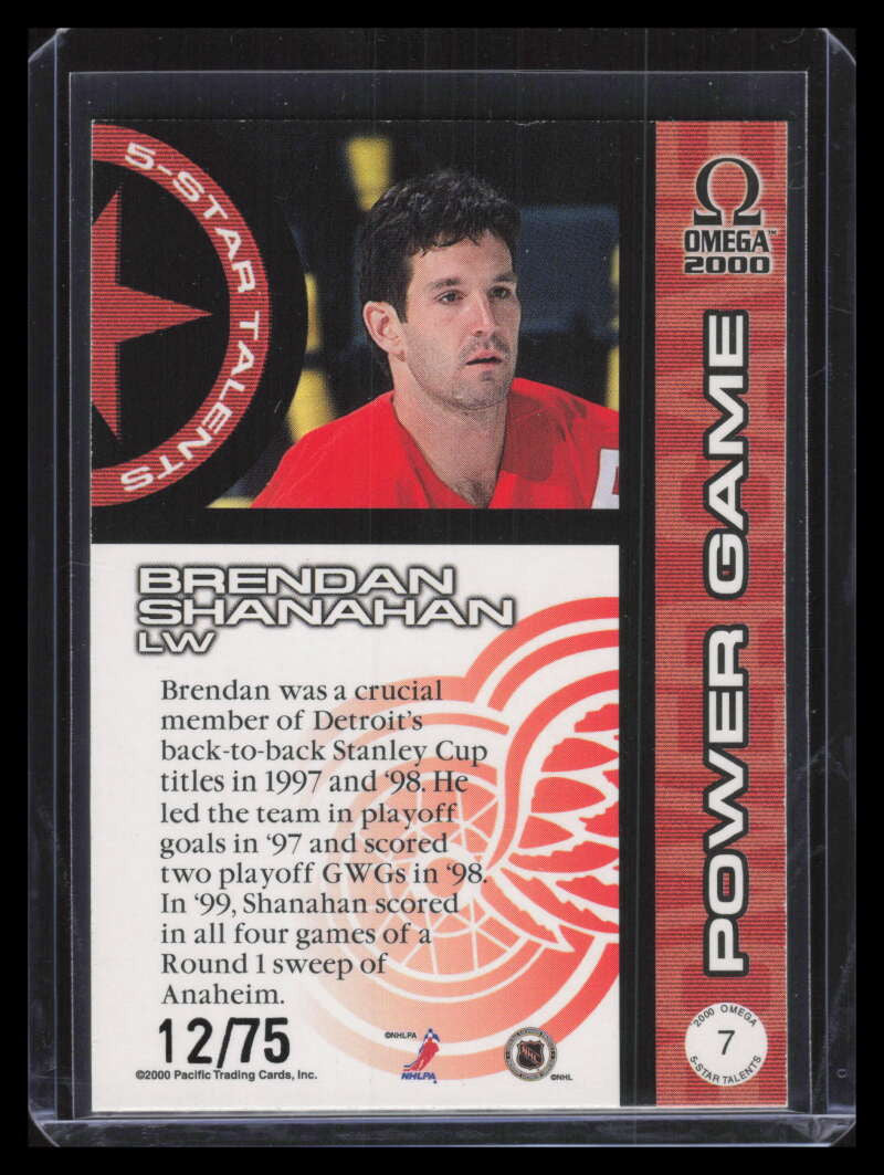 1999-00 Pacific Omega 5 Star Talents Parallel 7 Brendan Shanahan 12/75