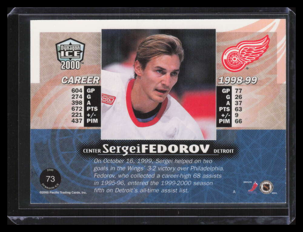 1999-00 Pacific Dynagon Ice Premiere Date 73 Sergei Fedorov 41/63